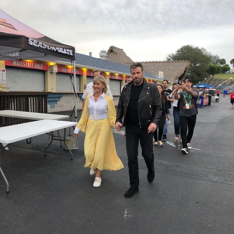 John Travolta and Olivia Newton-John Appear in Costumes From the Famous "Grease" Movie