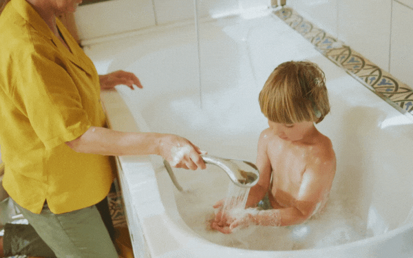 boy bathing